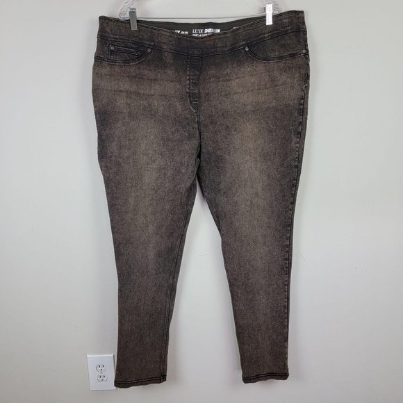 Luxe Denim Stretch Skinny High Rise Brown Jeans 3X - Picture 1 of 6